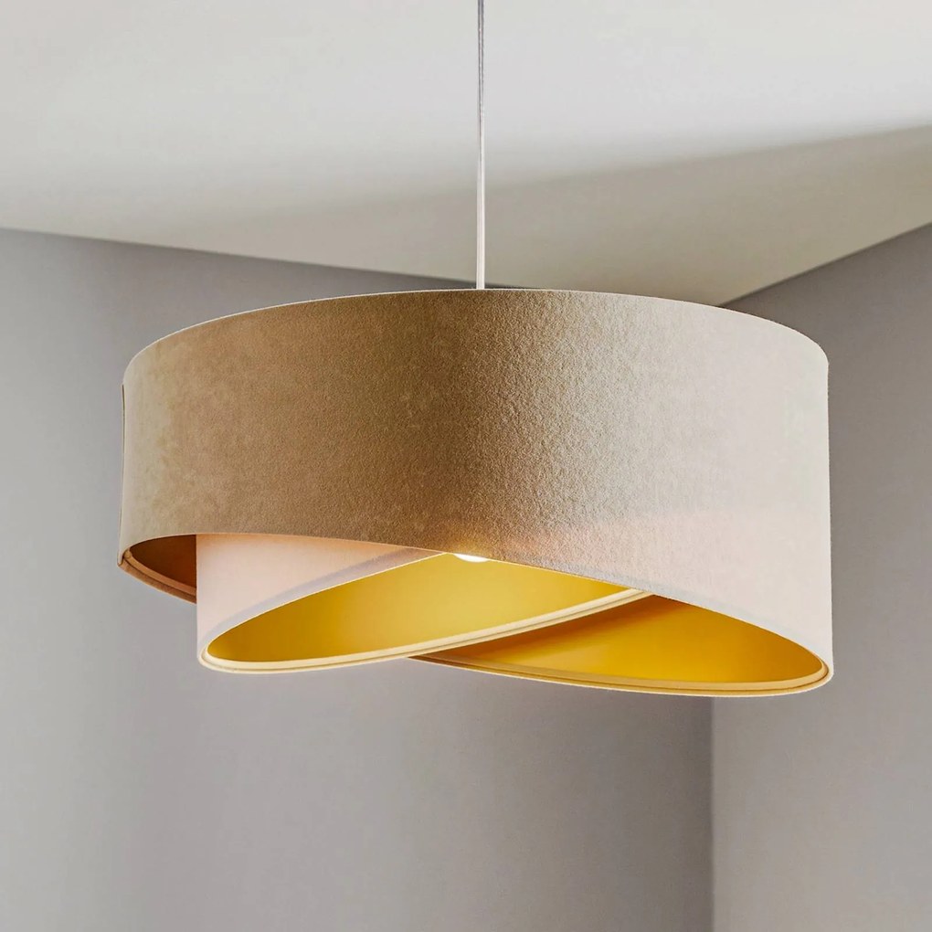 Maco Design Lampada a sospensione Vivien, tricolore, crema/bianco/oro
