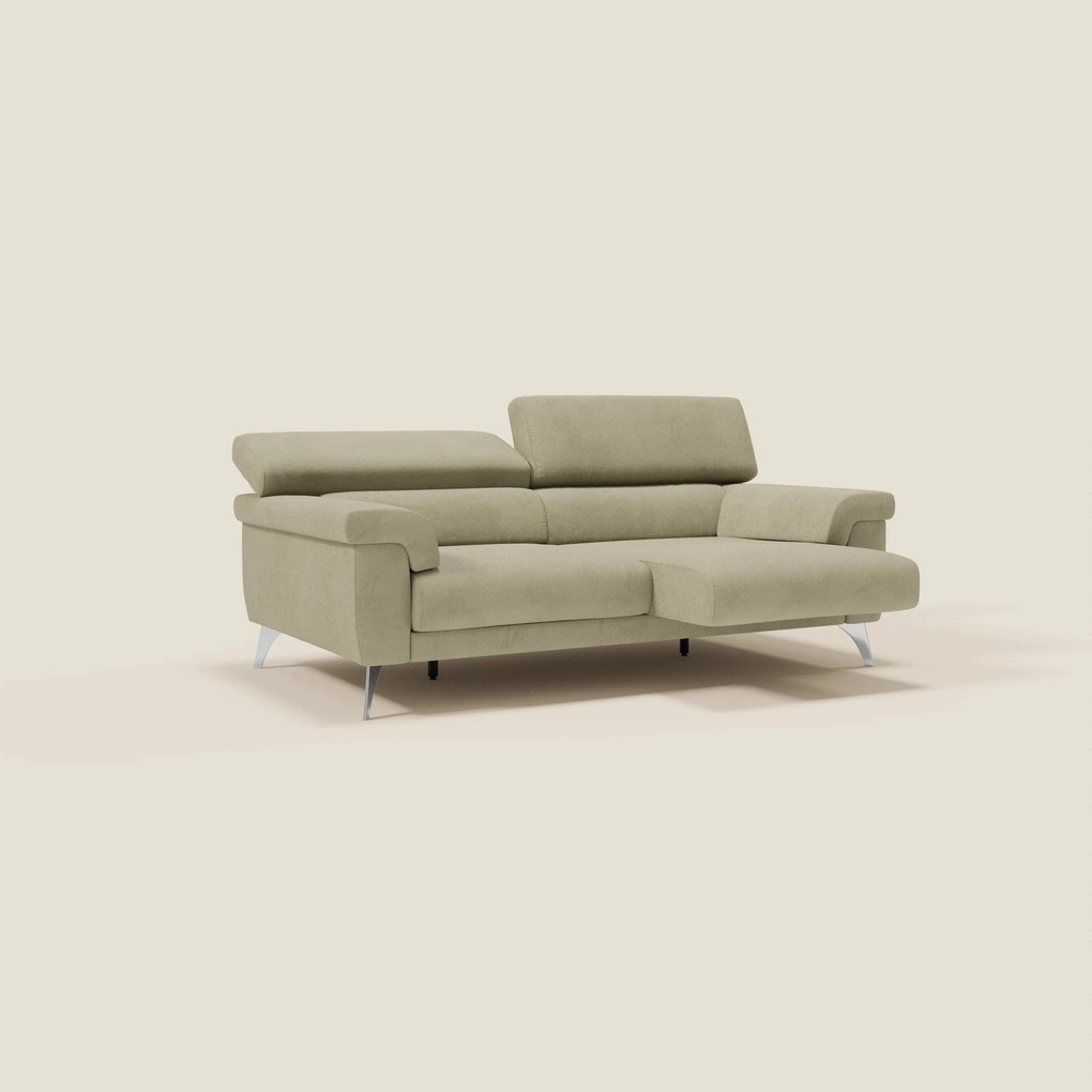 Raffaello divano con sedute allungabili e poggiatesta reclinabili in microfibra smacchiabile T11 beige