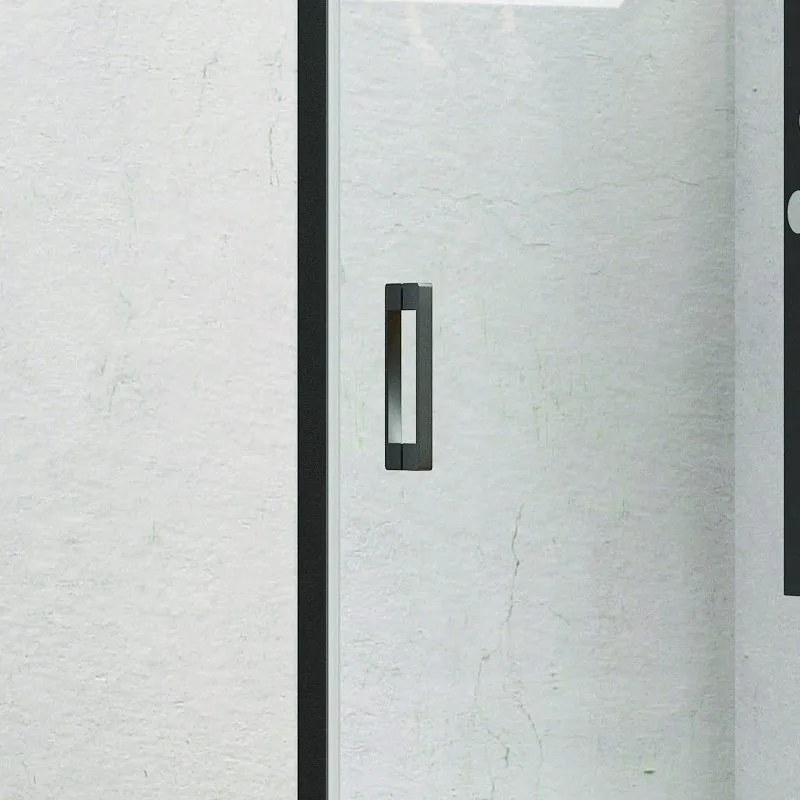 Kamalu - porta doccia 80cm con telaio nero vetro trasparente nico-c3000
