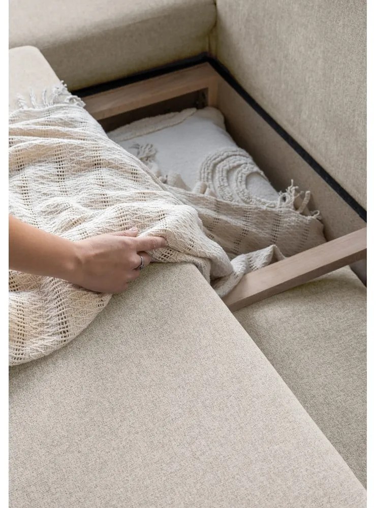 Divano letto beige a "U", angolo sinistro Scandic Lagom - Miuform