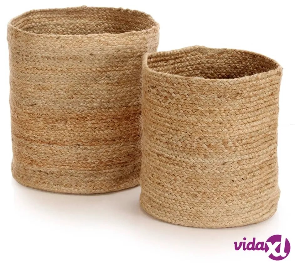 vidaXL Set di Cesti Portaoggetti Artigianali 2 pz in Iuta Naturale