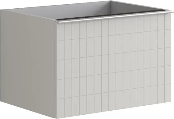 Cassettiera Pixel con 2 cassetti grigio pastello e maniglia alluminio brillante L60 x H40 x P45,5 cm