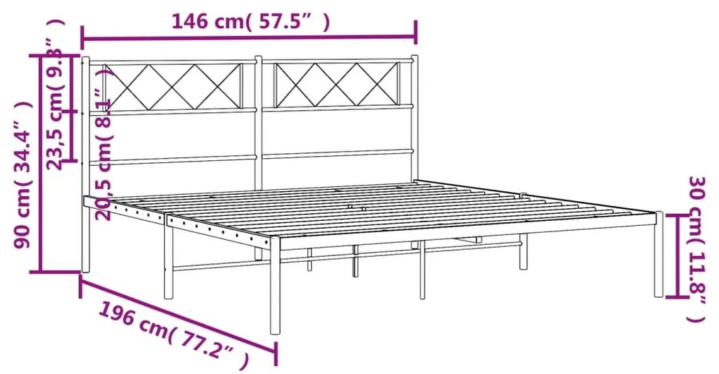 Giroletto con Testiera Metallo Bianco 140x190 cm