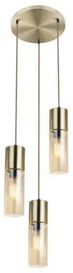 Globo 21000-3HM - Lampadario a sospensione con filo ANNIKA 3xE27/25W/230V diametro 30 cm ottone