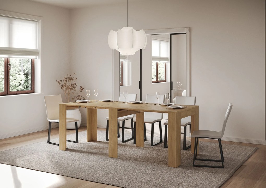 Consolle Estensibile Elegante Slick 90x25/181 cm, QUERCIA NATURA
