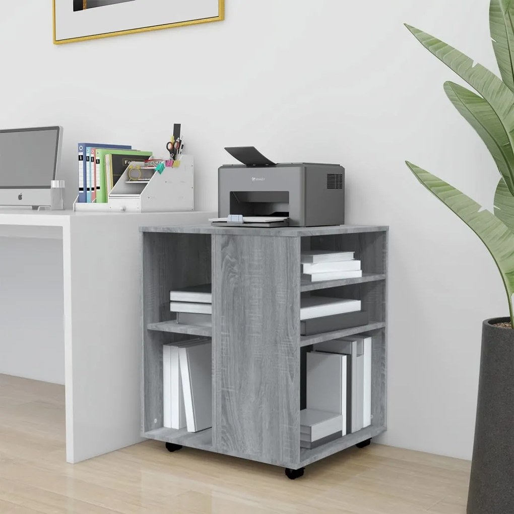 Armadietto Con Ruote Grigio Sonoma 60x53x72cm Legno Multistrato /