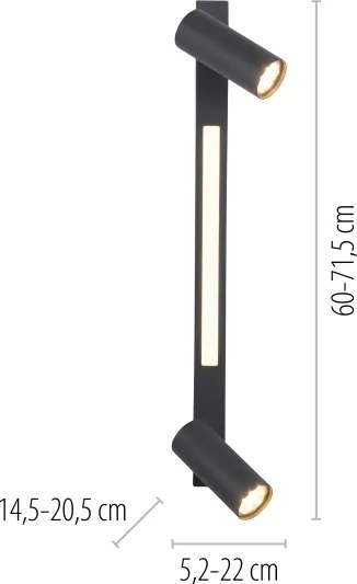 Schöner Wohnen 11793-18 - Faretto LED DANTE 2xGU10/10W+LED/7,2W nero