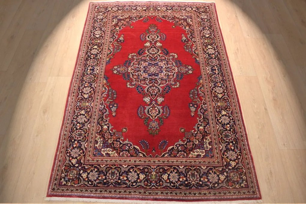 Kashan Tappeto 140x210 (Iran) Annodato A Mano