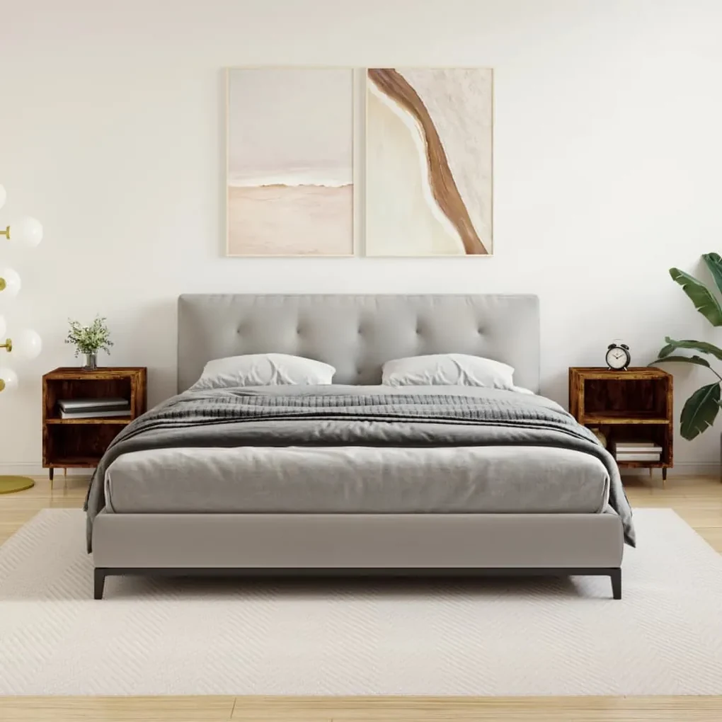 Comodini rovere fumo 2 pz 40x30x50 cm in legno multistrato