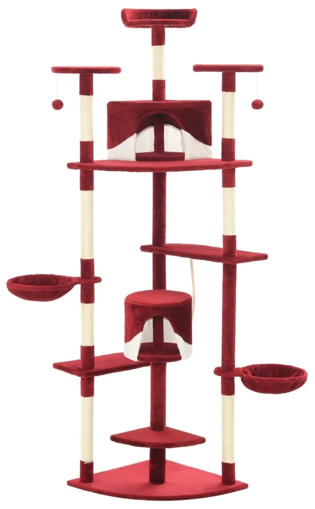 Albero per gatti e tiragraffi in sisal 203 cm rosso e bianco