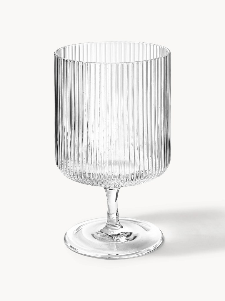 Set di 2 bicchieri da vino in vetro soffiato con scanalatura in rilievo Ripple