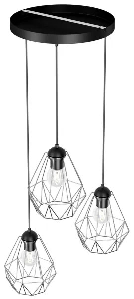 Lampadario su corda   BERGEN 3xE27/60W/230V nero/cromato lucido