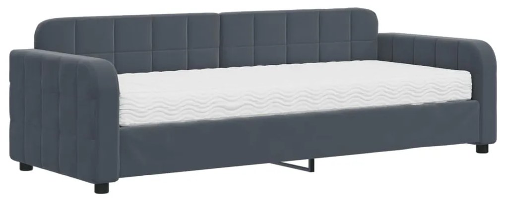 Divano letto con materasso grigio scuro 80x200 cm in velluto