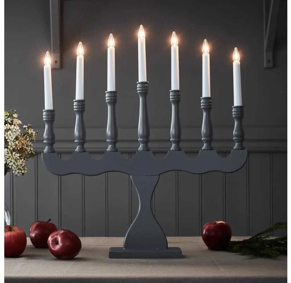 Markslöjd 705813 - Candelabro natalizio SVANEHOLM 7xE10/3W/230V pino/grigio