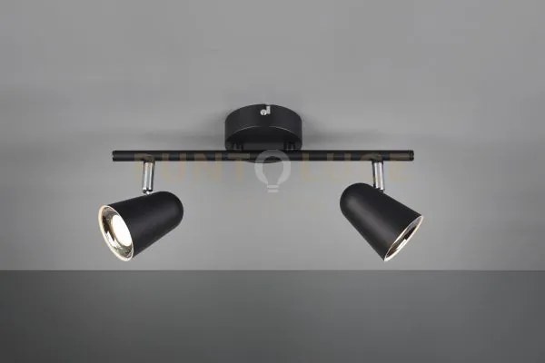 Faretto toulouse barra 2 spots led nero satinato con bordo cromato ...