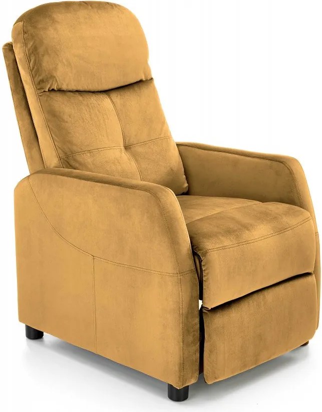 Poltrona reclinabile Felipe 2 velluto senape - H103 cm