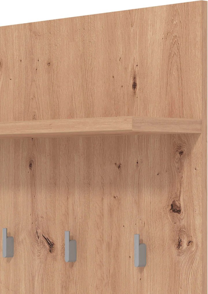 OLLIE - attaccapanni da parete moderno con mensola colore rovere