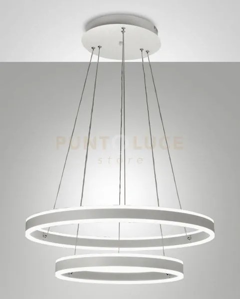 Palau lampadario a sospensione bianca 2 rings a led 3000k - 108w -...