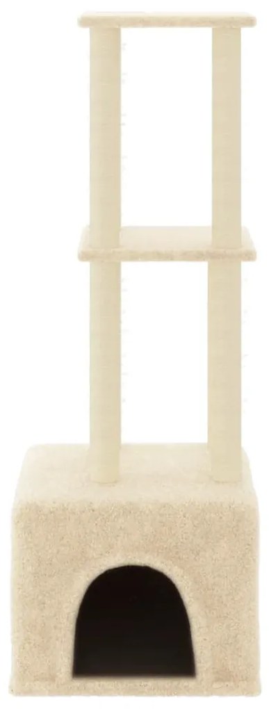 Albero per gatti con tiragraffi in sisal crema 133,5 cm