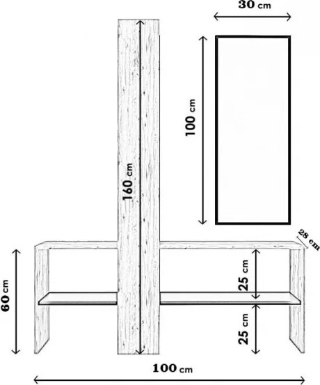 Mobile Ingresso Con Appendiabiti Specchio E Mensole Effetto Legno Aurora