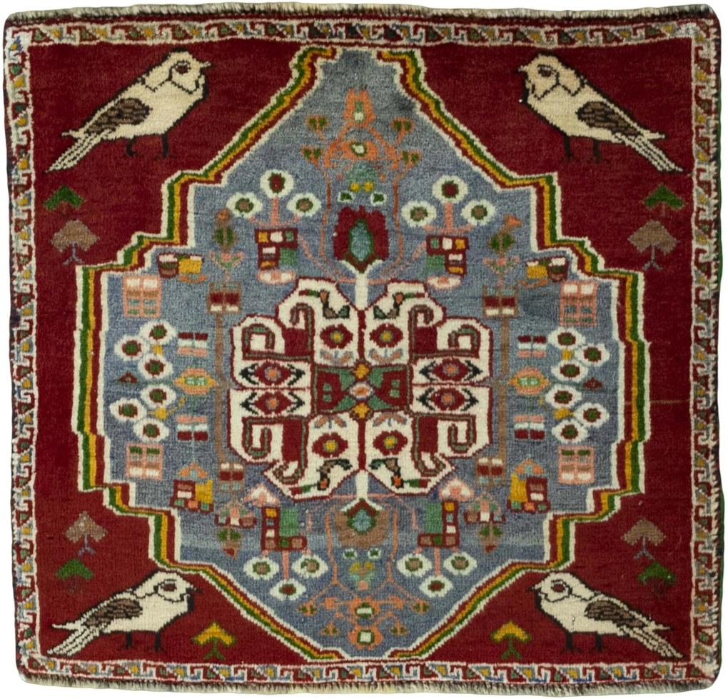 Shiraz Tappeto 60x60 Rosso (Iran) Annodato A Mano