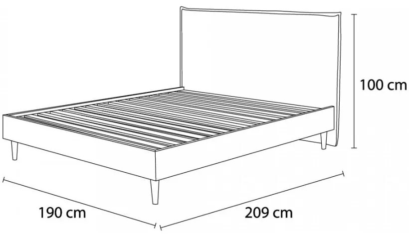 Letto matrimoniale imbottito antracite con griglia 180x200 cm Sary - Bobochic Paris