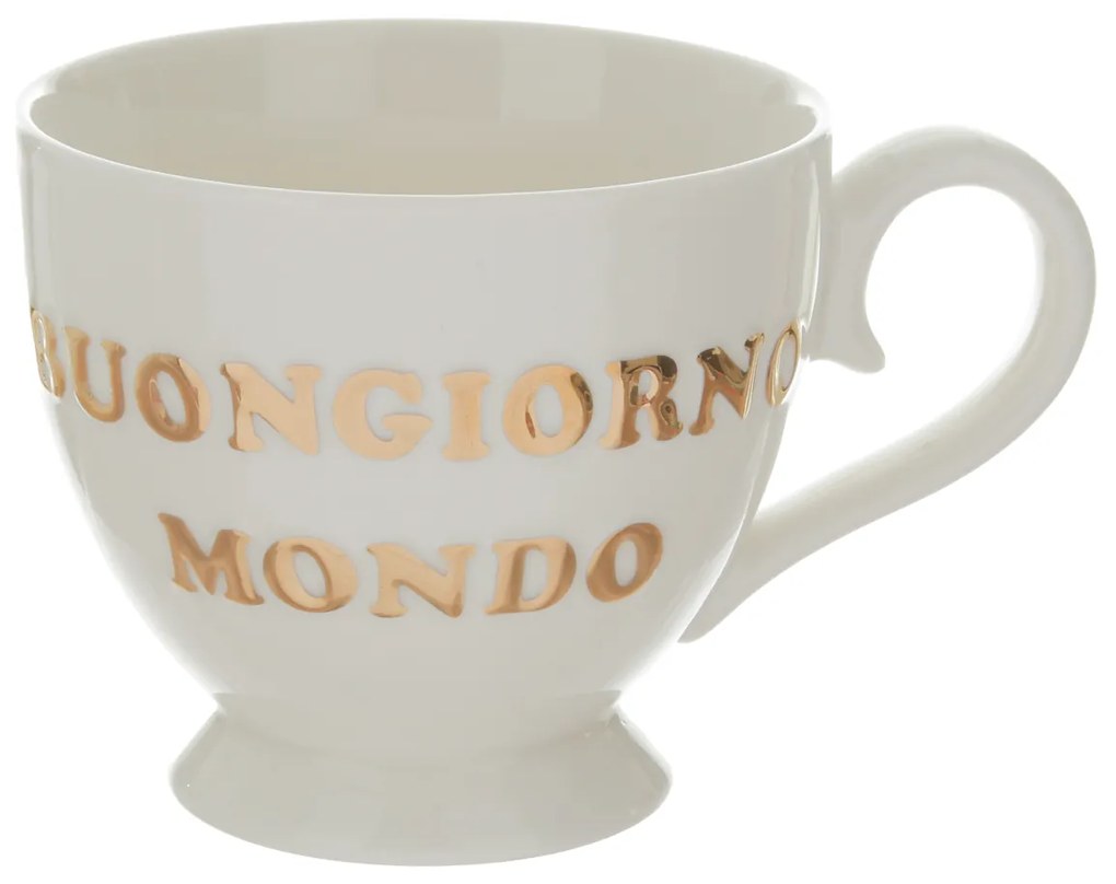 Tazza porcellana bianca Buongiorno Mondo 500 ml Loving