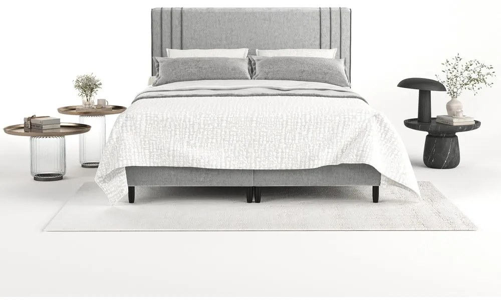 Letto matrimoniale imbottito grigio con contenitore 160x200 cm Musca - Maison de Rêve
