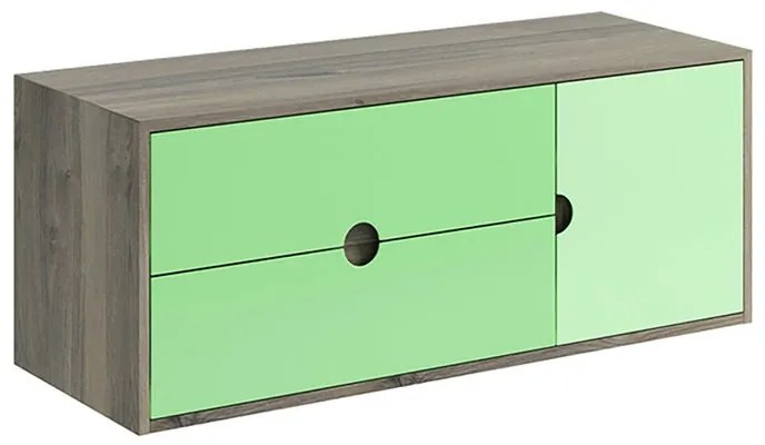 Mobile da bagno sospeso sotto lavabo L 120 x H 48 x P 22 cm verde, 2 cassetti, 1 anta VISOBATH Kompas