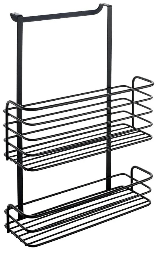 Scaffale da cucina sospeso in metallo nero Lava Double Galileo - Metaltex