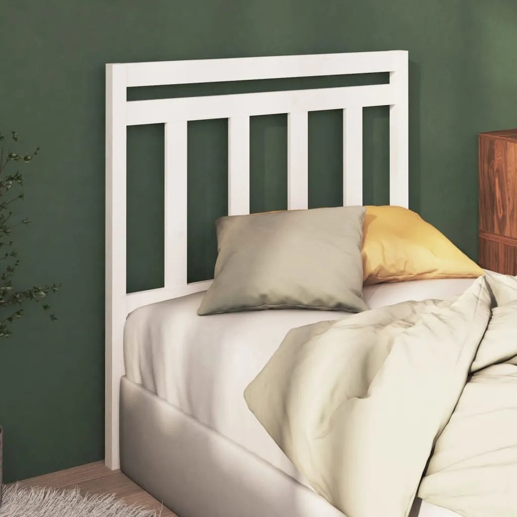 Testiera Per Letto Bianca 96x4x100 Cm İn Legno Massello Di Pino /