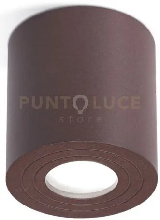Ges1075- plafoniera alluminio marrone tonda 1 luce attacco gu10 d.9cm
