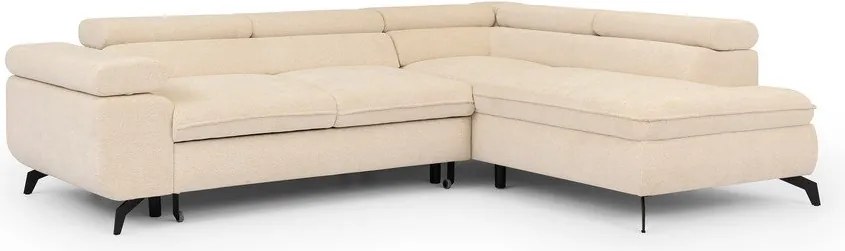 Divano angolare color crema (con penisola a destra/a L) con rivestimento in ciniglia Marbeya – Ropez