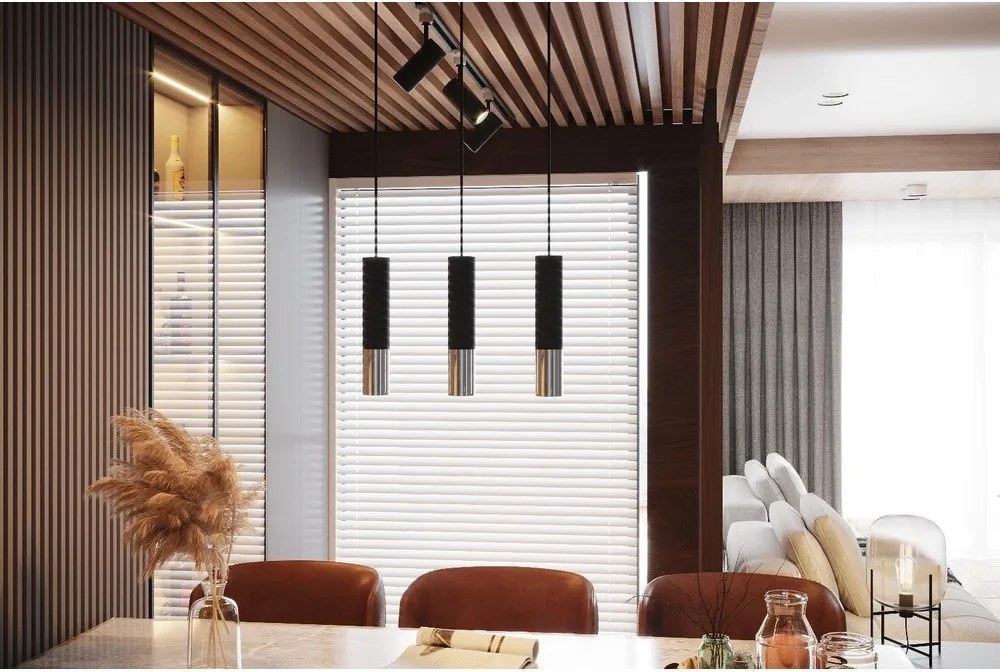 Plafoniera nera/argentata in metallo ø 6 cm Longbot – Sollux