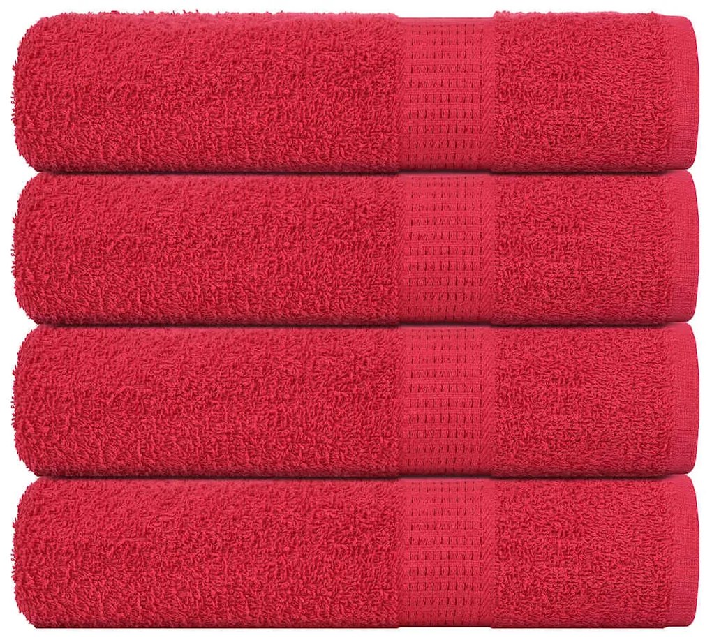 Asciugamani Doccia 4 Pz Rossi 70x140 Cm 360 G/m² 100% Cotone /