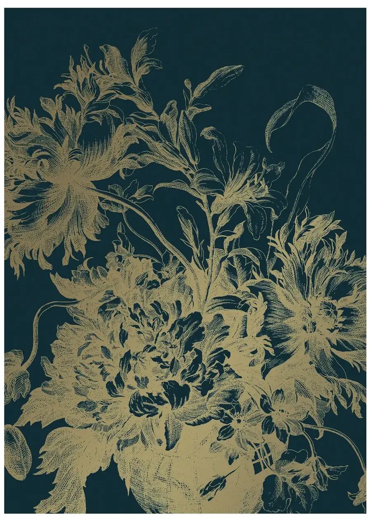 KEK Amsterdam Carta da parati panoramica Engraved Flowers Gold 8 - M