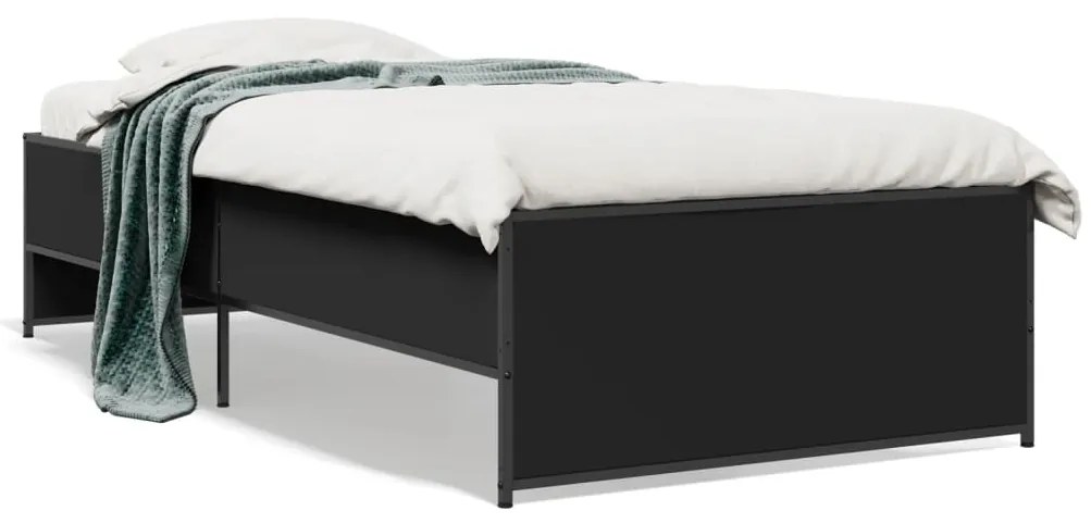 Giroletto Nero 90x200 Cm İn Legno Multistrato E Metallo /