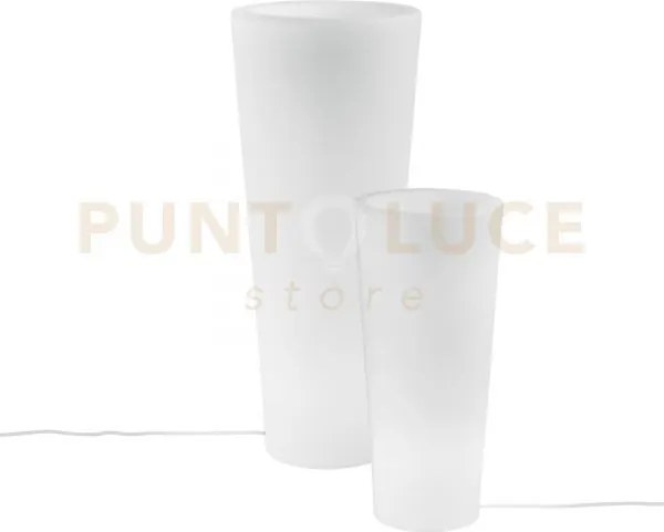 Vaso da giardino geco bianco 1 luce attacco e27 38x90cm base tonda