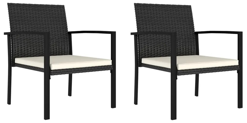 Sedie da pranzo per giardino 2 pz in polyrattan nero