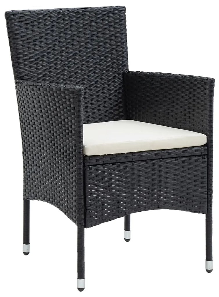 Set da pranzo da giardino 7 pz con cuscini nero