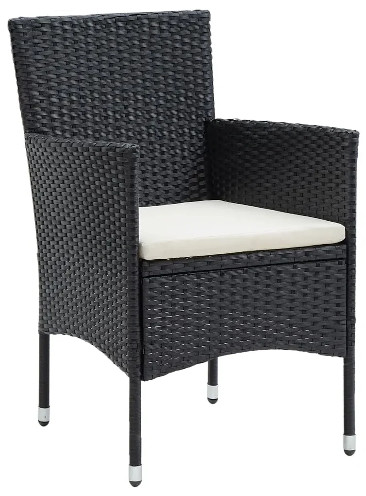 Set da pranzo da giardino 7 pz con cuscini nero