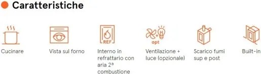 Cucina A Legna Da Incasso Con Forno Ventilato 7,5 kW Kook 90 Cadel Antracite