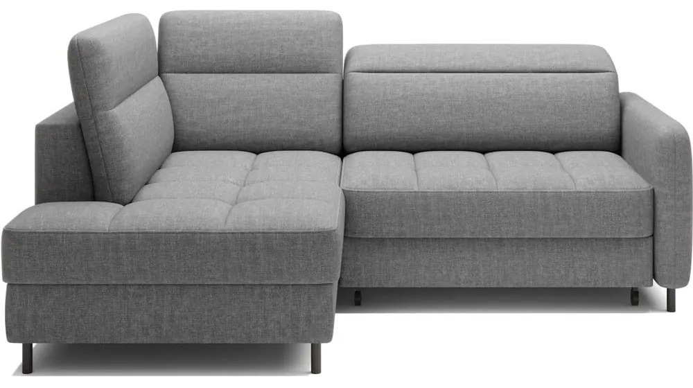 Divano angolare grigio allungabile/con contenitore (con penisola a sinistra/a L) e rivestimento in velluto Barea – ELTAP