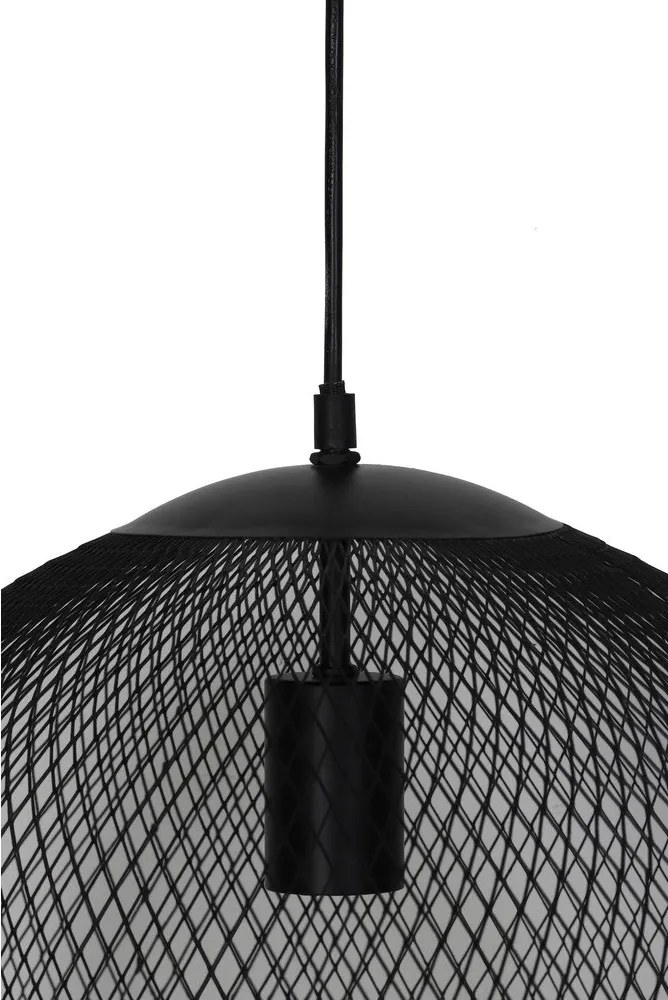 Lampadario nero opaco con paralume in metallo ø 50 cm Reilley - Light & Living