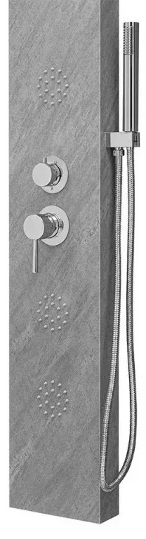 Pannello doccia idromassaggio in acciaio inox effetto cemento con 4 funzioni