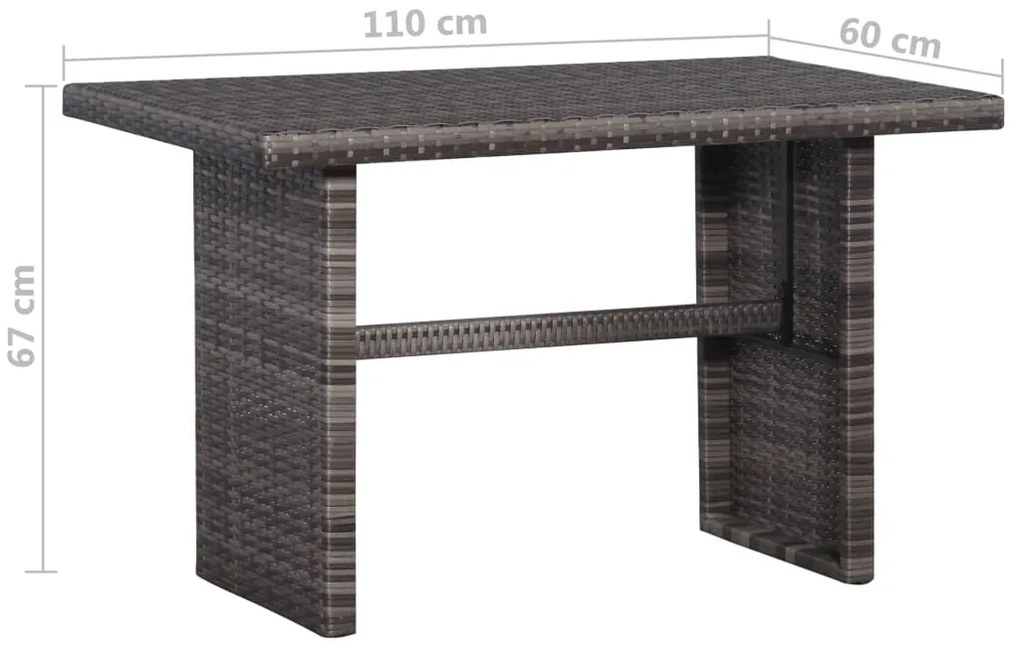 Set da Bistrot 3 pz con Cuscini in Polyrattan Grigio