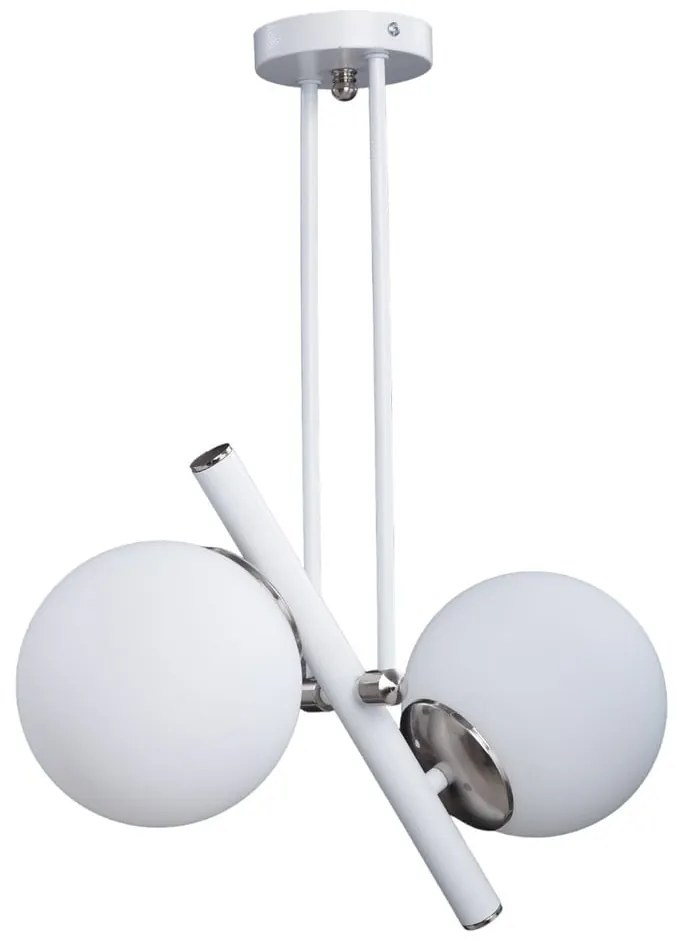 Lampada a sospensione con paralume in vetro bianco-argento ø 15 cm Libra - Squid Lighting