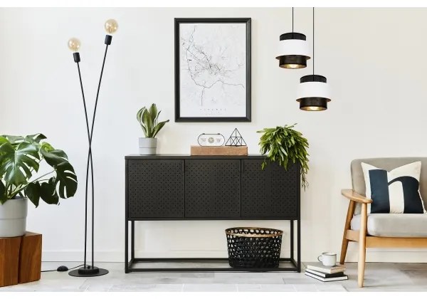 Lampadario a sospensione con filo NESS 2xE27/60W/230V diametro 30 cm nero/bianco