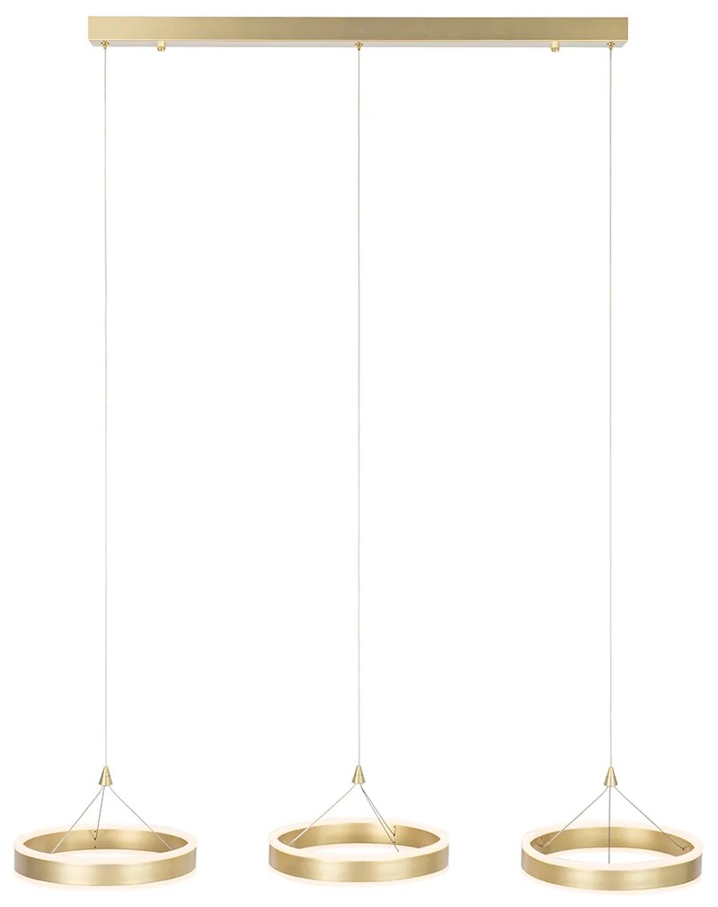 Lampada a sospensione in ottone rettangolare incl. LED dimmerabile a 3 livelli 3 luci - Lyani