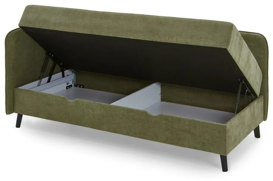 Letto singolo verde imbottito con contenitore 120x200 cm Kiruna - Meise Möbel